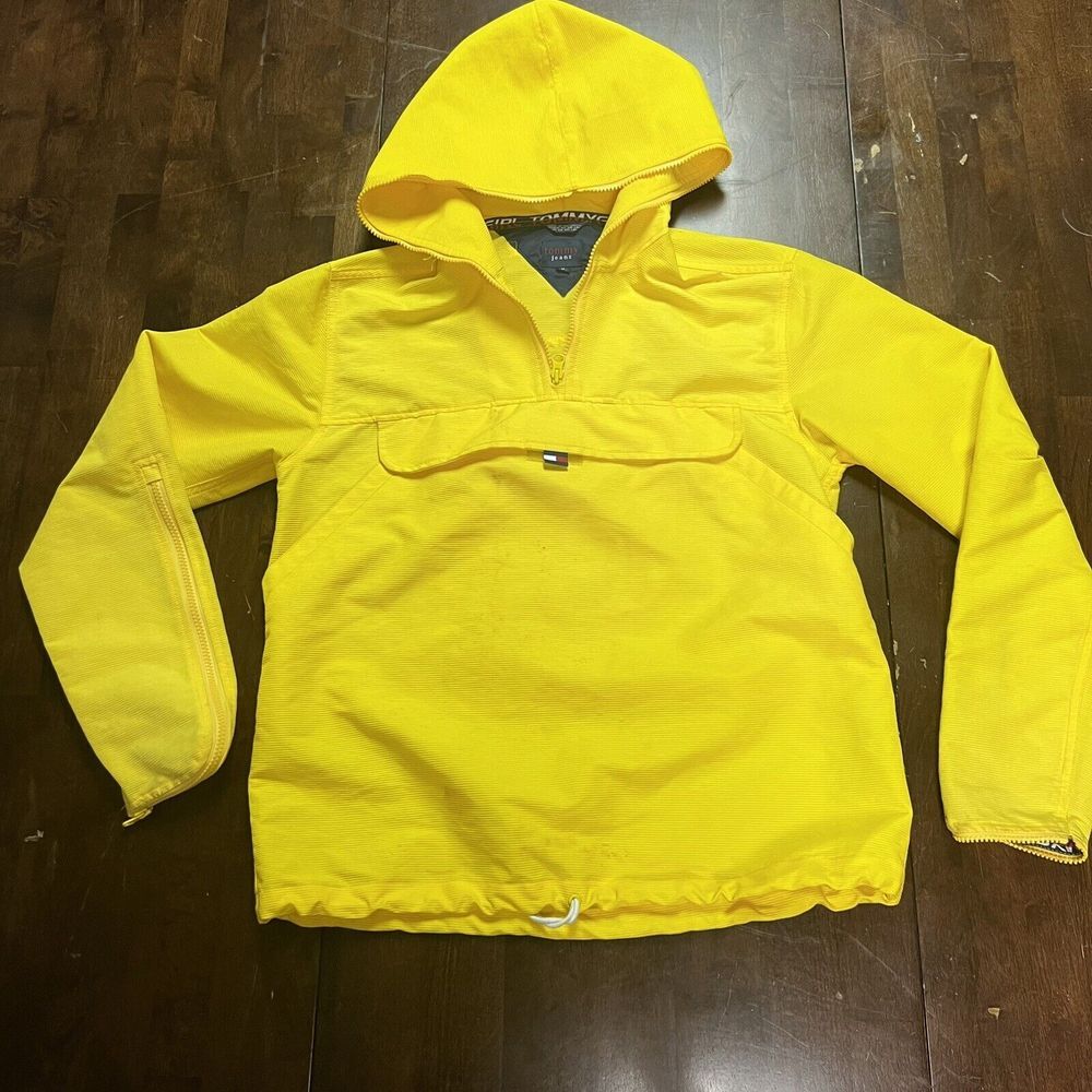 Vtg 90's Tommy‎ Hilfiger Tommy Girl Yellow Windbreaker Pullover Jacket Medium